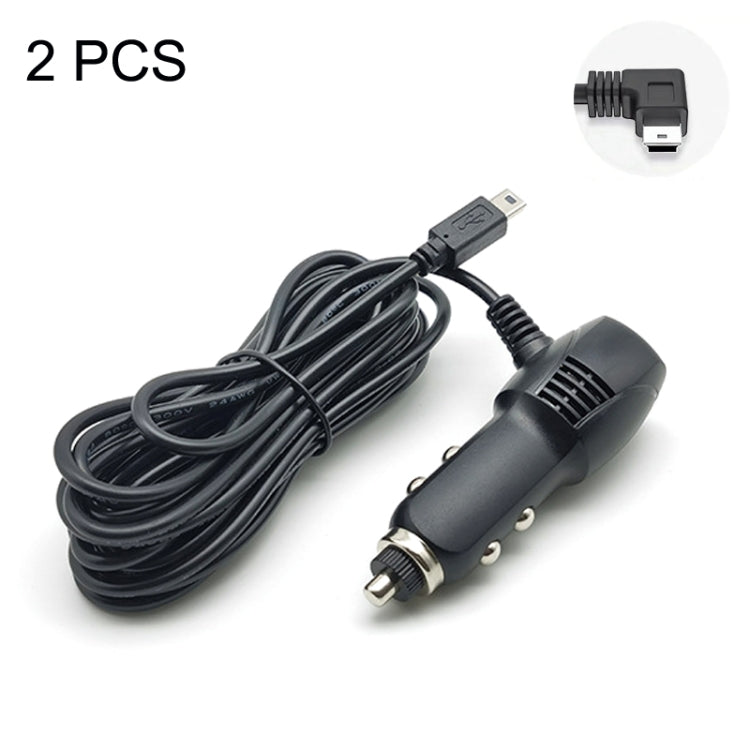 2 PCS Car Charger Fast Charging Driving Recorder Supply Line, Style: 1.5A+2.4A(Mini Right Bend) - Cables & Connectors by PMC TechLife | Online Shopping South Africa | PMC TechLife | Buy Now Pay Later Mobicred