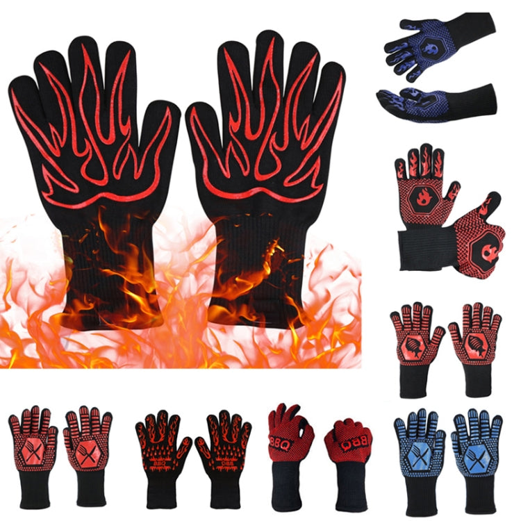 1 Pair High Temperature Resistant Silicone BBQ Gloves  Anti-Scalding Gloves(BBQ Red) - Safety Gloves by PMC Jewellery | Online Shopping South Africa | PMC Jewellery