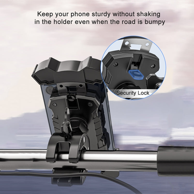 L101+M011 Outdoor Cycling Mechanical Locking Phone Holder(Blue) - Holders by PMC TechLife | Online Shopping South Africa | PMC TechLife | Buy Now Pay Later Mobicred