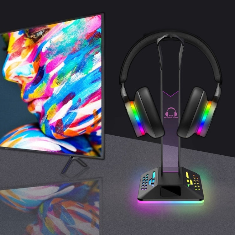 Dual USB RGB Color Changing Gaming Headset Stand(Black) - Headset Stand by PMC Jewellery | Online Shopping South Africa | PMC Jewellery | Buy Now Pay Later Mobicred