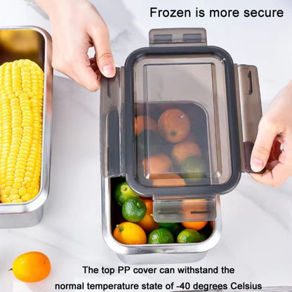 Refrigerator Refrigerated Storage Stainless Steel Airtight Crisper, Capacity: Square 750ML - Cutlery Sets by PMC Jewellery | Online Shopping South Africa | PMC Jewellery