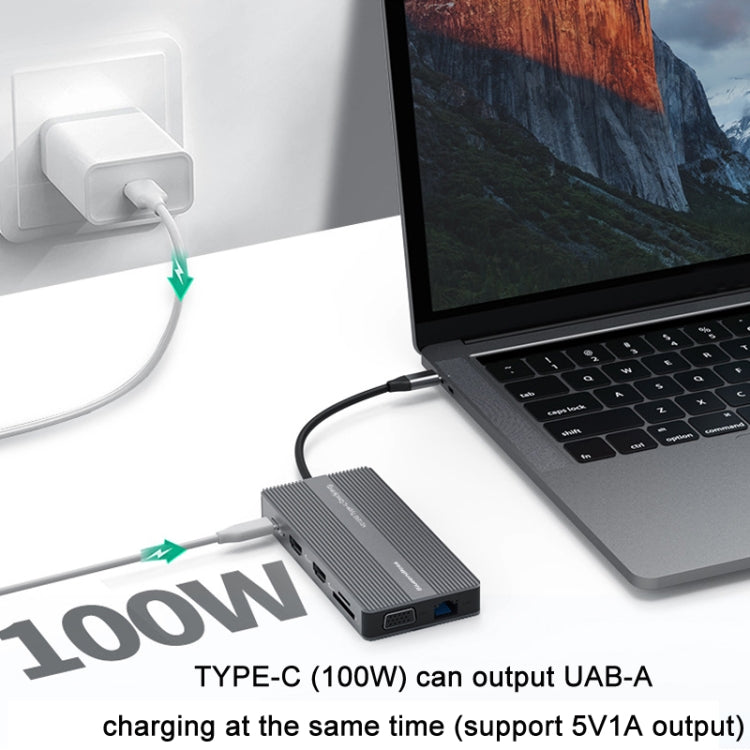 Blueendless Type-C+USB 3.0/2.0+VGA+3.5mm Audio Interface HUB(12 in 1) - free shipping - PMC Jewellery - Order now!