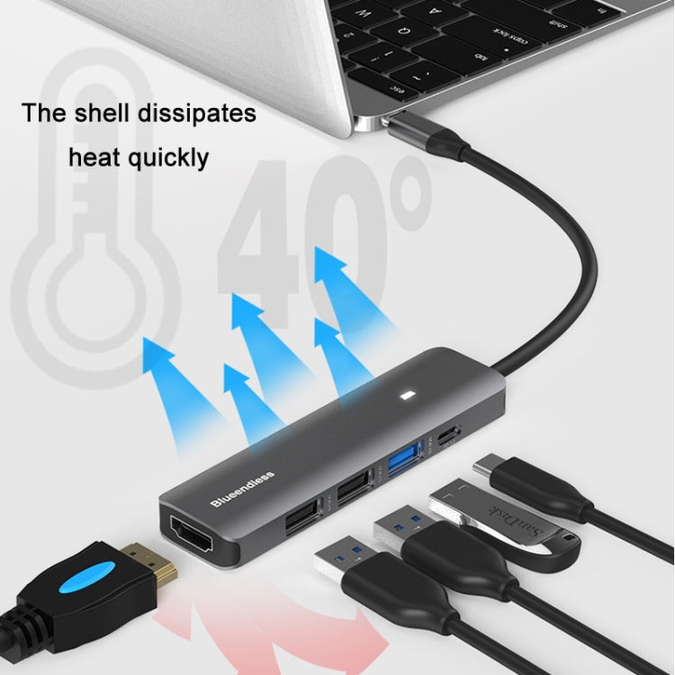 Blueendless Type-C+USB 3.0/2.0+HDMI4K HUB, Specification: 7 in 1 - USB HUB by Blueendless | Online Shopping South Africa | PMC Jewellery | Buy Now Pay Later Mobicred