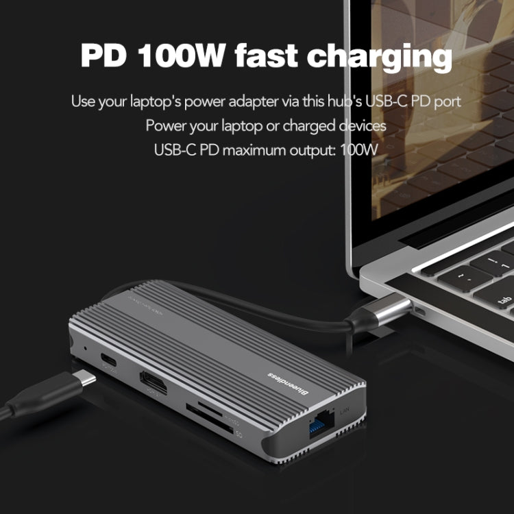 Blueendless 8K/30Hz Type-C To Gigabit Ethernet USB3.1 Docking Station(8 in 1) - free shipping - PMC Jewellery - Order now!