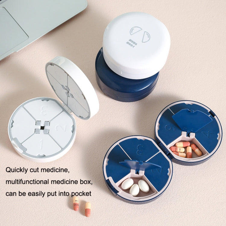 Double-layer Round Eight Grids Portable Medicine Box with Cutter(White) - free shipping - PMC TechLife - Order now!