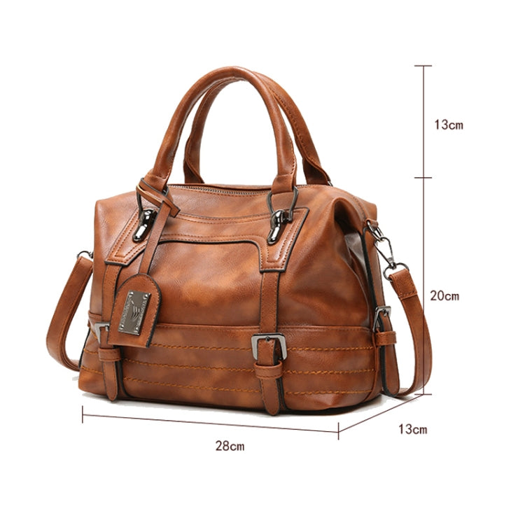 Ladies Casual Handbag Soft-faced Solid Color One-shoulder Diagonal Large Bag(Brown) - free shipping - PMC TechLife - Order now!