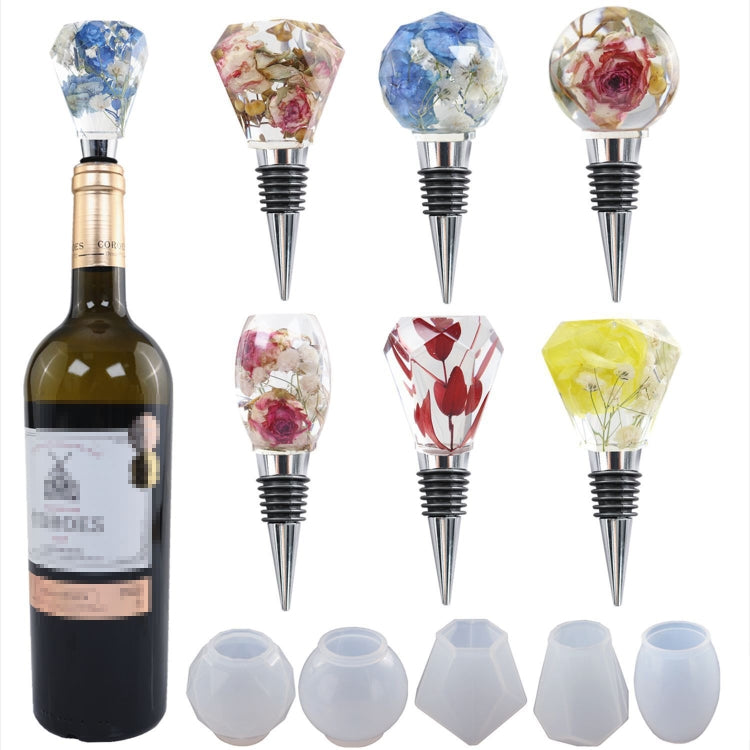 DIY Crystal Epoxy Resin Red Wine Stopper Silicone Mold,Style: 5 Molds+5 Red Wine Plug - Arts & Crafts by PMC Jewellery | Online Shopping South Africa | PMC Jewellery