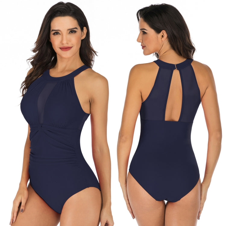 DS109 Ladies Slim And Conservative Halter Neck Swimsuit, Size: XL(Navy) - Swimwear by PMC Jewellery | Online Shopping South Africa | PMC Jewellery