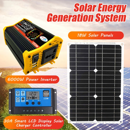 Saga 3 Generations Home Solar Generator Inverter+30A Controller+18W 12V Solar Panel, Specification: Black 12V To 110V - Modified Square Wave by PMC Jewellery | Online Shopping South Africa | PMC Jewellery | Buy Now Pay Later Mobicred