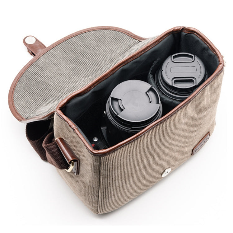 Casual SLR Camera Canvas Crossbody Bag(Khaki) - Strap Satchel by PMC TechLife | Online Shopping South Africa | PMC TechLife | Buy Now Pay Later Mobicred