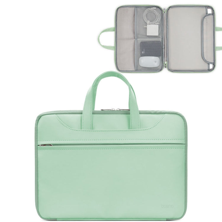 Baona BN-Q006 PU Leather Full Opening Laptop Handbag For 13/13.3 inches(Light Green) - 13.3 inch by Baona | Online Shopping South Africa | PMC Jewellery | Buy Now Pay Later Mobicred