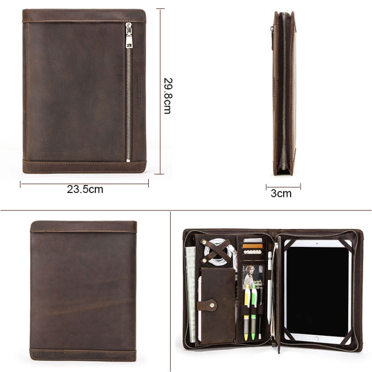 Crazy Horse Leather Pen Slot Zipper Multifunctional Tablet Cover For IPad Pro 9.7/10.5/11 Inch(Light Brown) - iPad Pro 11 (2022/2021) Cases by PMC Jewellery | Online Shopping South Africa | PMC Jewellery