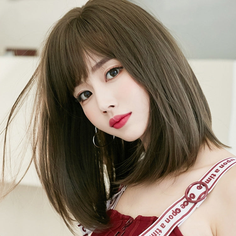Women Medium Length Natural Realistic Full Shoulder Length Wig(Black Tea Color 36cm) - free shipping - PMC TechLife - Order now!