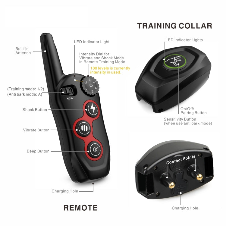Remote Control Trainer Dog Collar Automatic Barking Stopper, Specification: 1 Drag 1 Red - Training Aids by PMC TechLife | Online Shopping South Africa | PMC TechLife | Buy Now Pay Later Mobicred