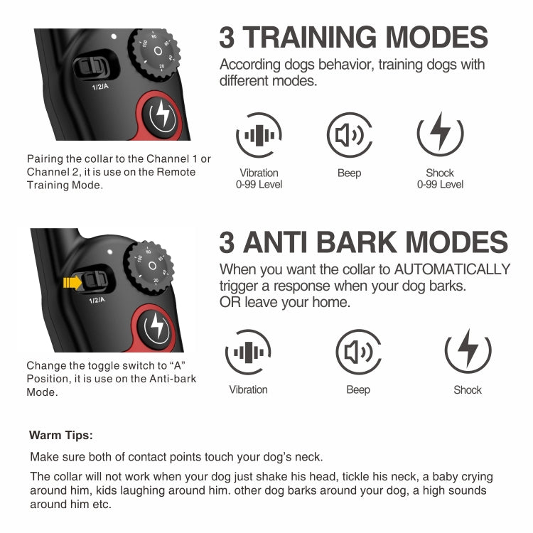 Remote Control Trainer Dog Collar Automatic Barking Stopper, Specification: 1 Drag 2 Red+Orange - free shipping - PMC TechLife - Order now!