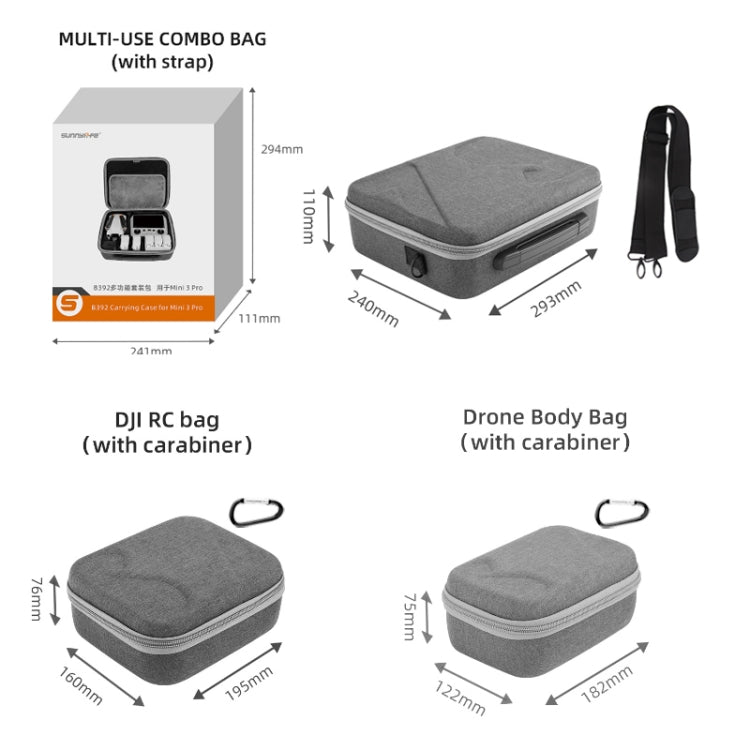 Sunnylife Drone Protective Storage Bag for DJI Mini 3 Pro,Style: Can Hold 6 Battery Bag - Backpacks & Bags by Sunnylife | Online Shopping South Africa | PMC Jewellery