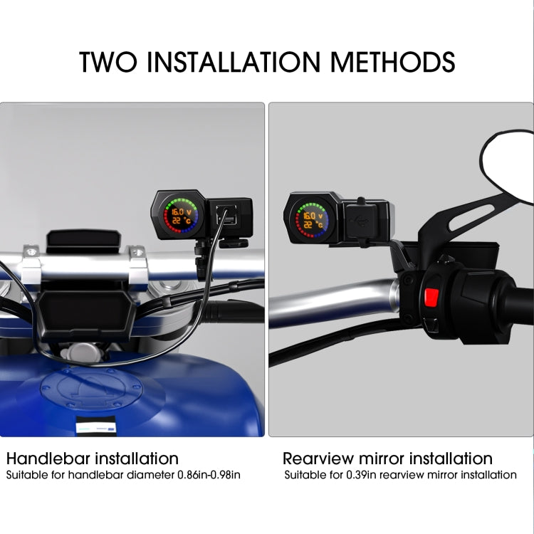 WUPP CS-1747A1 Motorcycle Voltage Temperature Digital Display Double USB Phone Charger - free shipping - PMC TechLife - Order now!