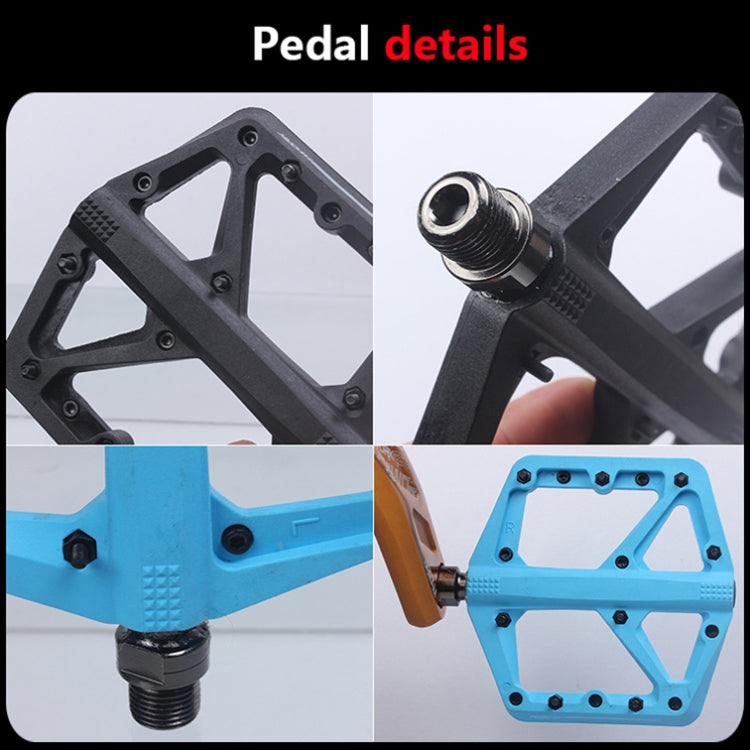 RACEWORK RK66 Mountain Bike Nylon Fiber Pedals(Black) - Pedals by RACEWORK | Online Shopping South Africa | PMc TechLife | Buy Now Pay Later Mobicred