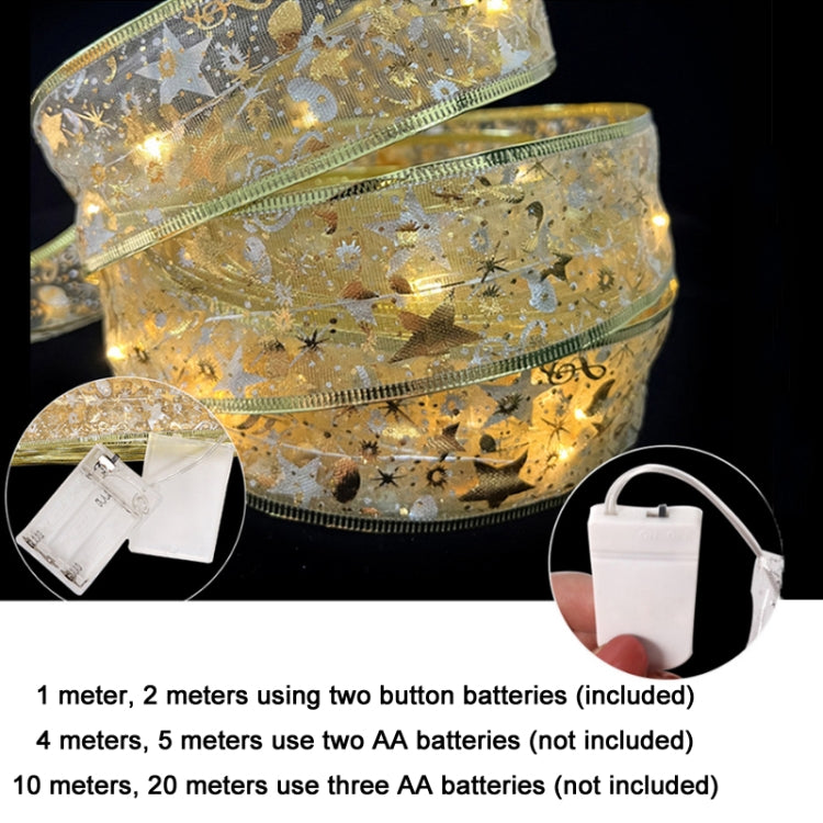 Christmas LED Lights Bronzing Double Ribbon String Lights, Specification: 4m(Silver Warm Light) - Decoration Lamps by PMC TechLife | Online Shopping South Africa | PMC TechLife