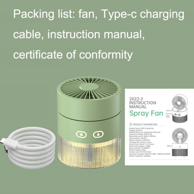 OM008 Desktop Foldable Spray Humidification Mini USB Water Cooling Fan(Mousse Green) - Electric Fans by PMC Jewellery | Online Shopping South Africa | PMC Jewellery | Buy Now Pay Later Mobicred