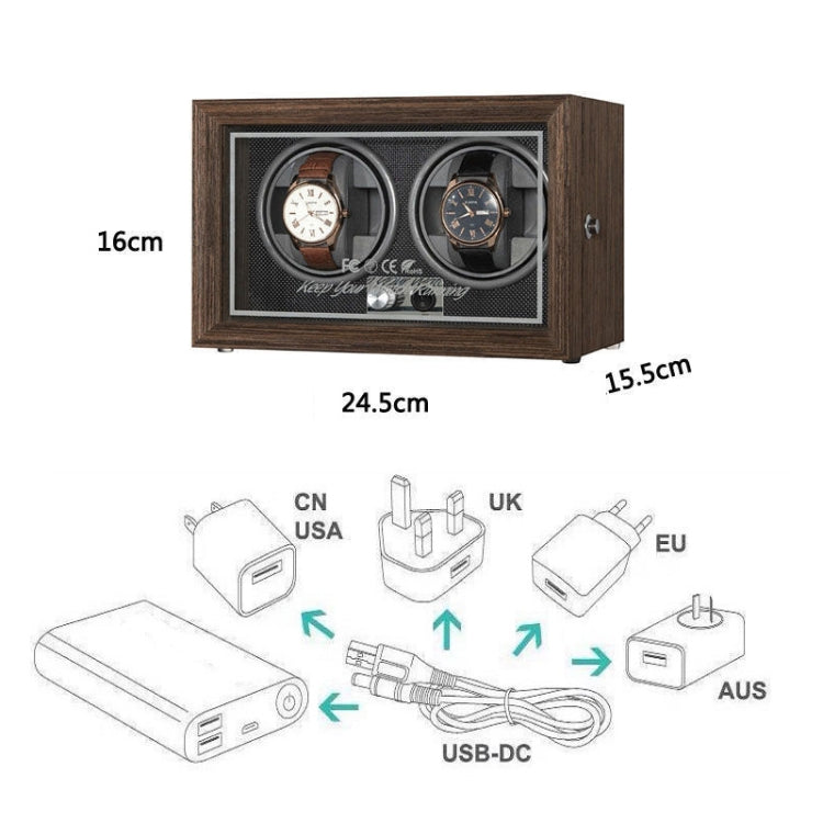 USB Automatic Mechanical Watch Shaker Watch Rotates Places Storage Box, Color: 2 Watches Black - free shipping - PMC TechLife - Order now!