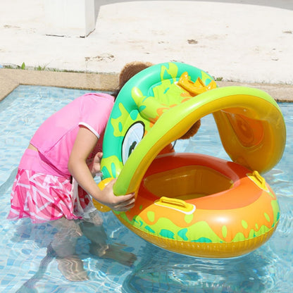 Baby Cartoon Animal Swimming Ring With Awning(Green) - Swimming Rings by PMC Jewellery | Online Shopping South Africa | PMC Jewellery