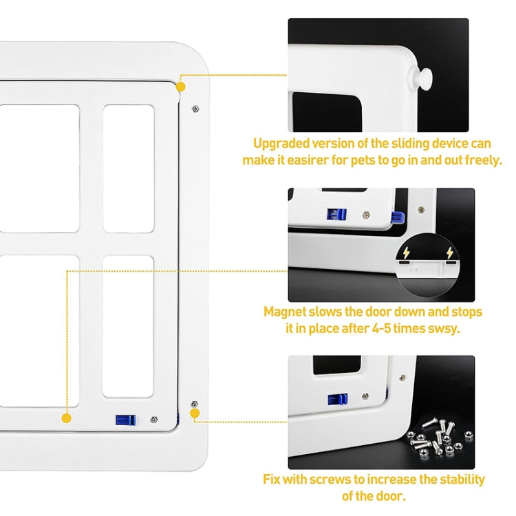 34cmx 44cm  Pet Plaid Door For Screen Window Door Hole With Automatic Closure Lockable(White) - Pet Screen Doors by PMC TechLife | Online Shopping South Africa | PMC TechLife | Buy Now Pay Later Mobicred