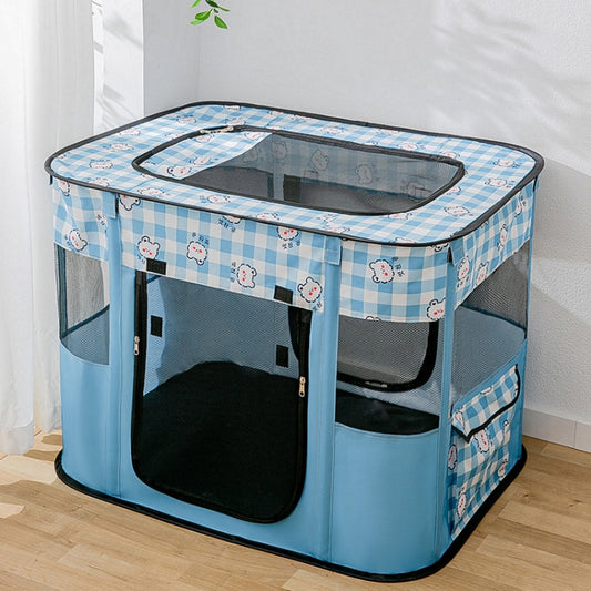 Rectangular Foldable Pet Fence Dog and Cat Litter Pet Delivery Room M(Blue Panda) - Beds by PMC Jewellery | Online Shopping South Africa | PMC Jewellery | Buy Now Pay Later Mobicred