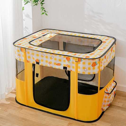 Rectangular Foldable Pet Fence Dog and Cat Litter Pet Delivery Room L(Yellow Carrot) - Beds by PMC Jewellery | Online Shopping South Africa | PMC Jewellery | Buy Now Pay Later Mobicred