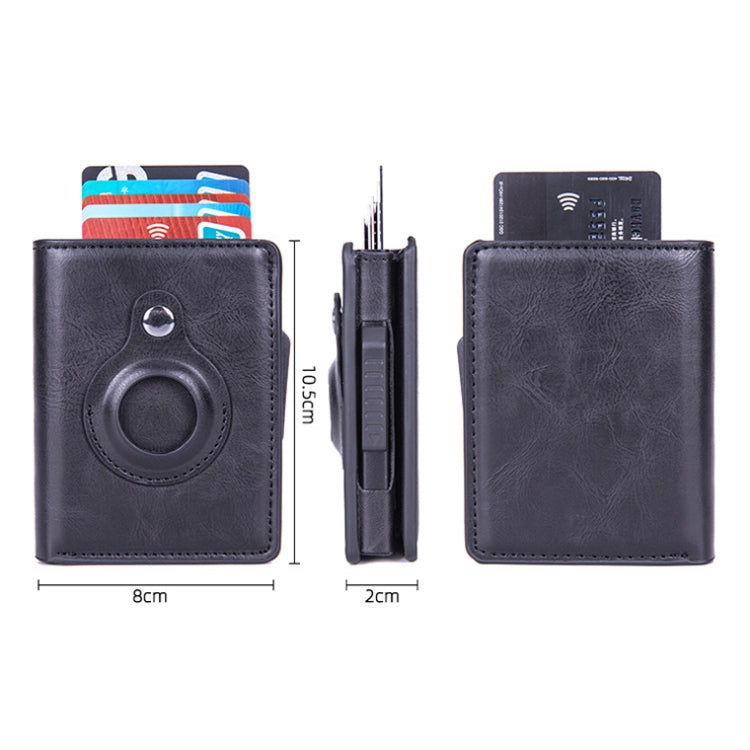 X-80 RFID Anti-theft Brushed Leather Card Holder For AirTag(Black) - Wallet Series by PMC TechLife | Online Shopping South Africa | PMC TechLife