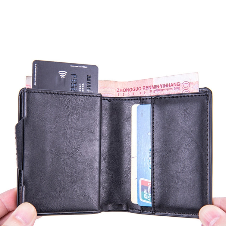 X-80 RFID Anti-theft Brushed Leather Card Holder For AirTag(Coffee) - Wallet Series by PMC Jewellery | Online Shopping South Africa | PMC Jewellery