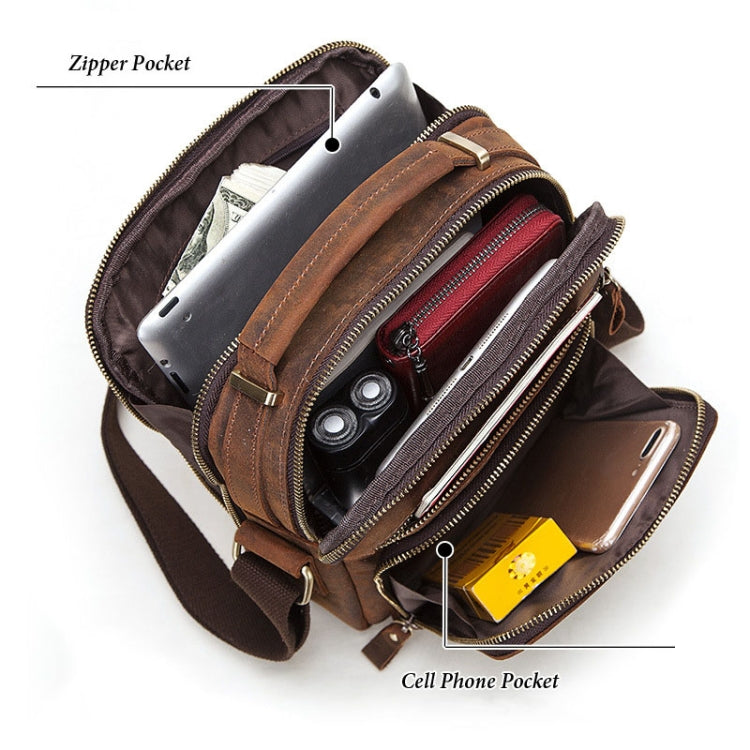 HUMERPAUL MH573 Men Shoulder Bag Leather Messengers Bag(Khaki) - Single-shoulder Bags by HUMERPAUL | Online Shopping South Africa | PMC TechLife | Buy Now Pay Later Mobicred