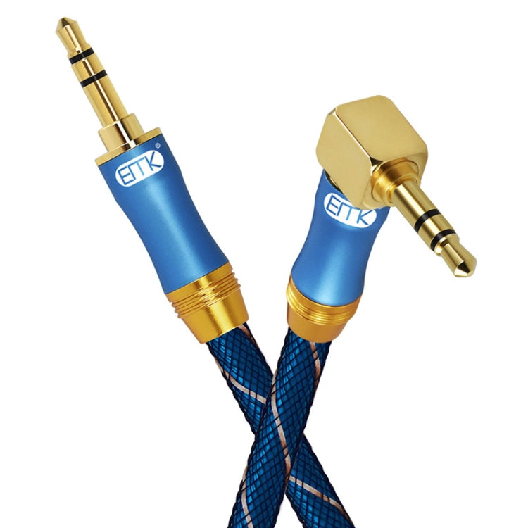 EMK 90-Degree Car 3.5mm Audio Cable Extension Cable, Cable Length: 3M(Blue) - Aux Cable by EMK | Online Shopping South Africa | PMC Jewellery | Buy Now Pay Later Mobicred