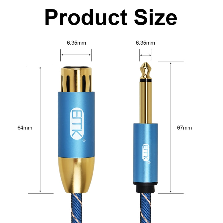 EMK KN603 2Pin 6.5mm Canon Line Balanced Audio Microphone Line,Cable Length: 2m(Blue) - free shipping - PMC Jewellery - Order now!
