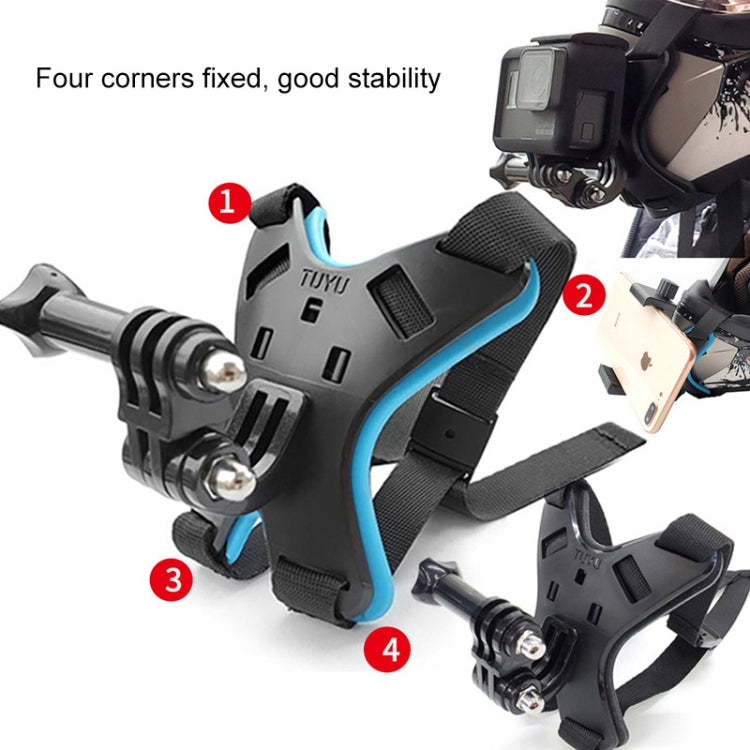 TUYU Motorcycle Helmet Chin Action Camera Mobile Phone Mounting Bracket Black Bracket+Mobile Phone Clip - Helmet Mount by TUYU | Online Shopping South Africa | PMC Jewellery | Buy Now Pay Later Mobicred