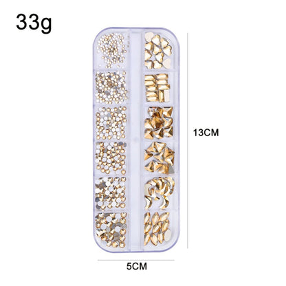 12 Grid Flat Bottom Shaped Nail Rhinestones Nail Decoration, Specification: 01 - Nail Stickers by PMC Jewellery | Online Shopping South Africa | PMC Jewellery | Buy Now Pay Later Mobicred