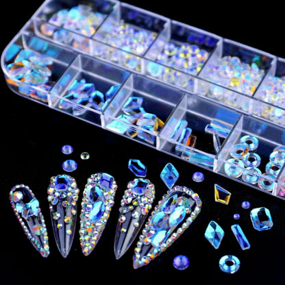 12 Grid Flat Bottom Shaped Nail Rhinestones Nail Decoration, Specification: 01 - Nail Stickers by PMC Jewellery | Online Shopping South Africa | PMC Jewellery | Buy Now Pay Later Mobicred