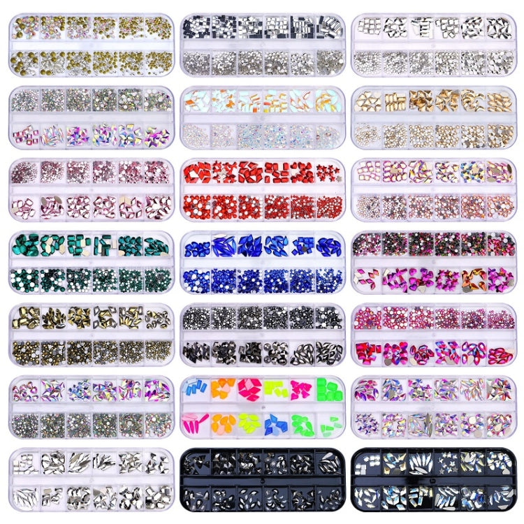 12 Grid Flat Bottom Shaped Nail Rhinestones Nail Decoration, Specification: 02 - Nail Stickers by PMC Jewellery | Online Shopping South Africa | PMC Jewellery | Buy Now Pay Later Mobicred