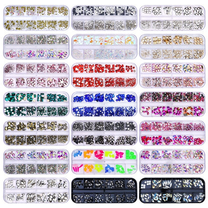 12 Grid Flat Bottom Shaped Nail Rhinestones Nail Decoration, Specification: 12 - Nail Stickers by PMC Jewellery | Online Shopping South Africa | PMC Jewellery | Buy Now Pay Later Mobicred