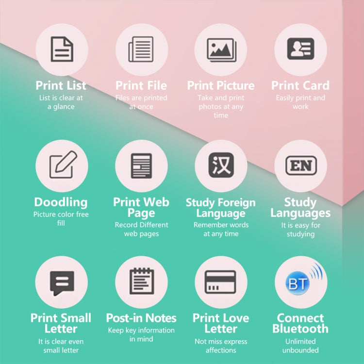 C19 200DPI Student Homework Printer Bluetooth Inkless Pocket Printer Pink Sticker x 5 - Receipt Printers by PMC TechLife | Online Shopping South Africa | PMC TechLife | Buy Now Pay Later Mobicred