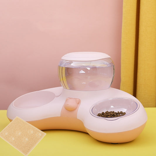 Automatic Drinking Water Feed Double Bowl Anti-overturning Dog Basin, Specification: Pink+Placemat - Food Bowls by PMC Jewellery | Online Shopping South Africa | PMC Jewellery | Buy Now Pay Later Mobicred