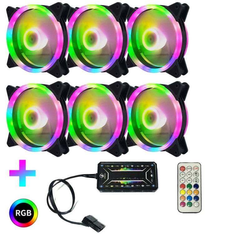 Computer CPU RGB luminous Radiator 6 Fans+Remote Control - Fan Cooling by PMC Jewellery | Online Shopping South Africa | PMC Jewellery | Buy Now Pay Later Mobicred
