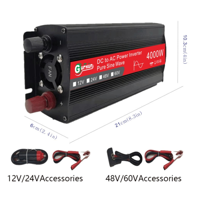 Gurxun 4000W Home Car Power Converter Sine Wave Inverter, Specification: 24V To 220V - Pure Sine Wave by PMC Jewellery | Online Shopping South Africa | PMC Jewellery