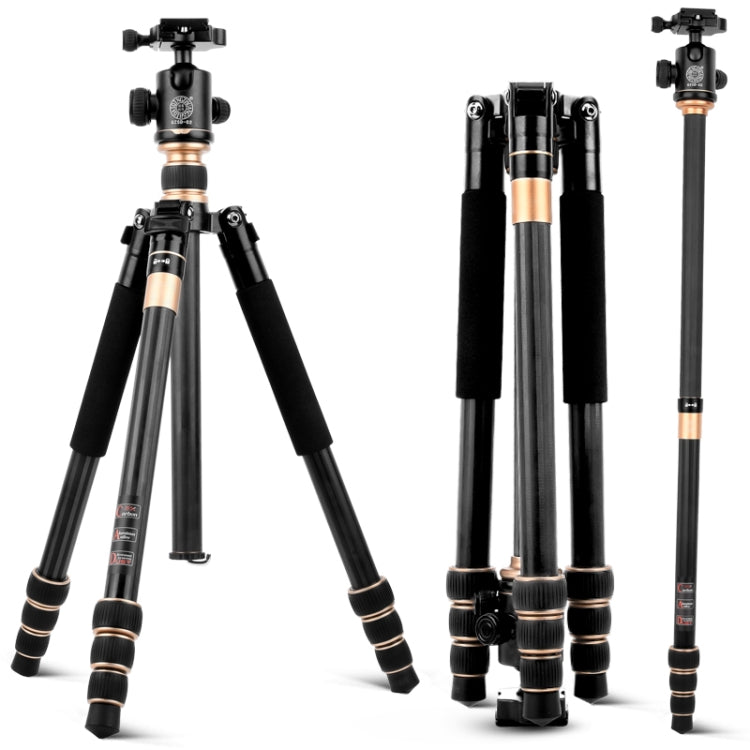 QingZhuangShiDai Q222C SLR Camera Carbon Fiber Portable Travel Tripod(Black) - Tripods by QingZhuangShiDai | Online Shopping South Africa | PMC Jewellery | Buy Now Pay Later Mobicred