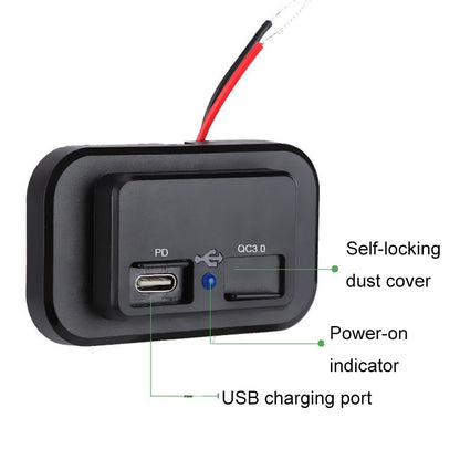 18W QC3.0 Fast Charge PD Car RV Boat Charger(Black) - DIY Modified Charger by PMC Jewellery | Online Shopping South Africa | PMC Jewellery