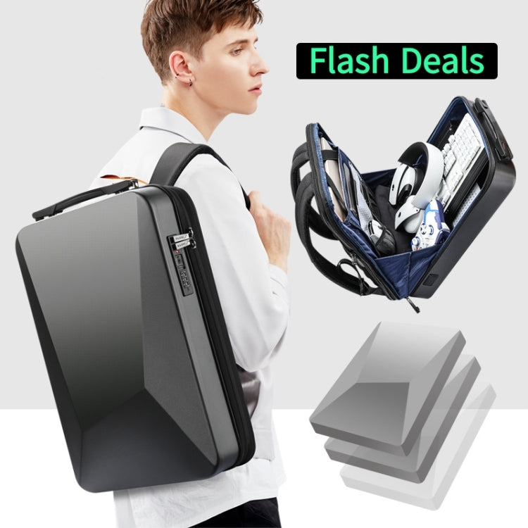 Bopai 61-93318A Hard Shell Waterproof Expandable Backpack with USB Charging Hole, Spec: Password (Black) - free shipping - PMC TechLife - Order now!