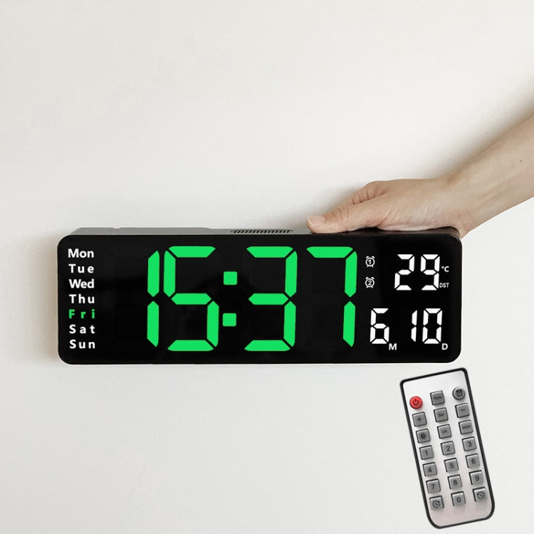6629 13 Inch Multifunctional LED Living Room Large Screen Wall Clock(Black Shell Green Light) - Wall Clock by PMc TechLife | Online Shopping South Africa | PMc TechLife | Buy Now Pay Later Mobicred