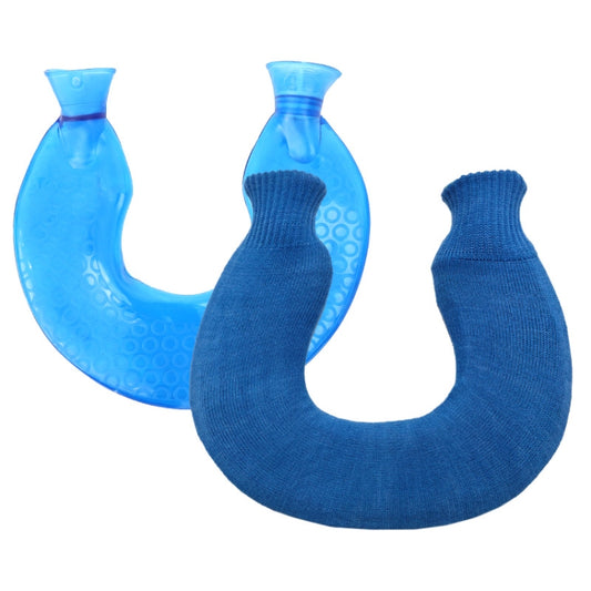 U-shaped PVC Hot Compress Shoulder And Neck Explosion-proof Water Injection Hot Water Bag(Blue Light Cyan Knitted) - Hot Water Bags by PMC Jewellery | Online Shopping South Africa | PMC Jewellery | Buy Now Pay Later Mobicred