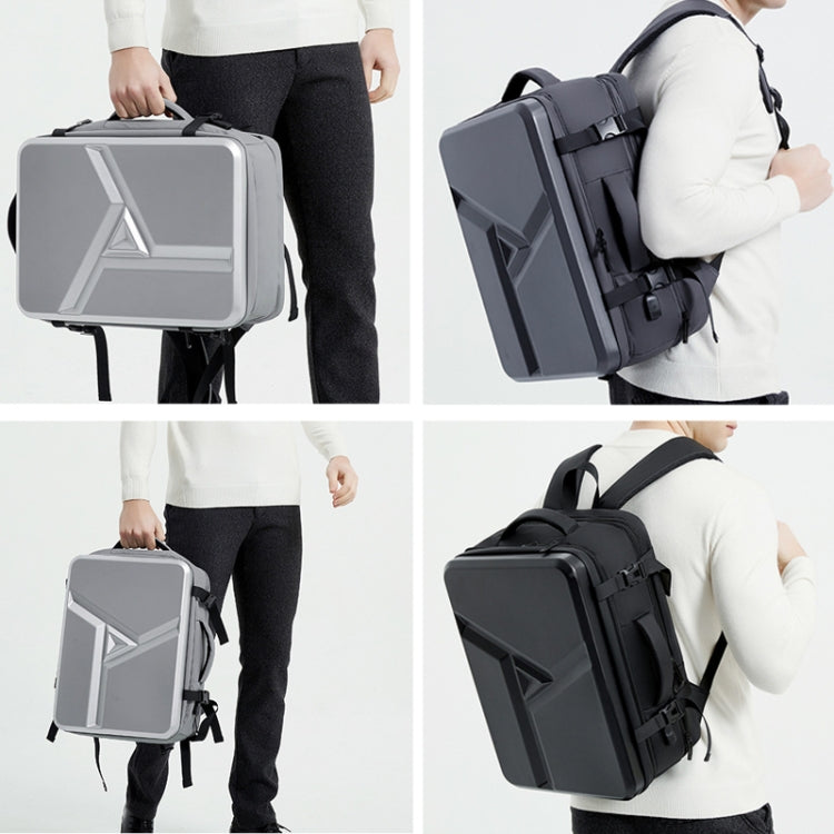 Large-capacity Waterproof Expandable Hard Shell Backpack with USB Charging Hole(161 Dark Gray) - Backpack by PMC TechLife | Online Shopping South Africa | PMC TechLife