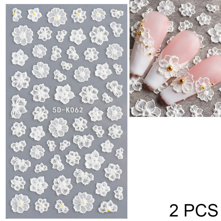 2 PCS 5D Stereoscopic Hollow Lace Nail Stickers Nail Art 3D Flower Embossed Stickers(5D-K57) - Nail Stickers by PMC Jewellery | Online Shopping South Africa | PMC Jewellery | Buy Now Pay Later Mobicred